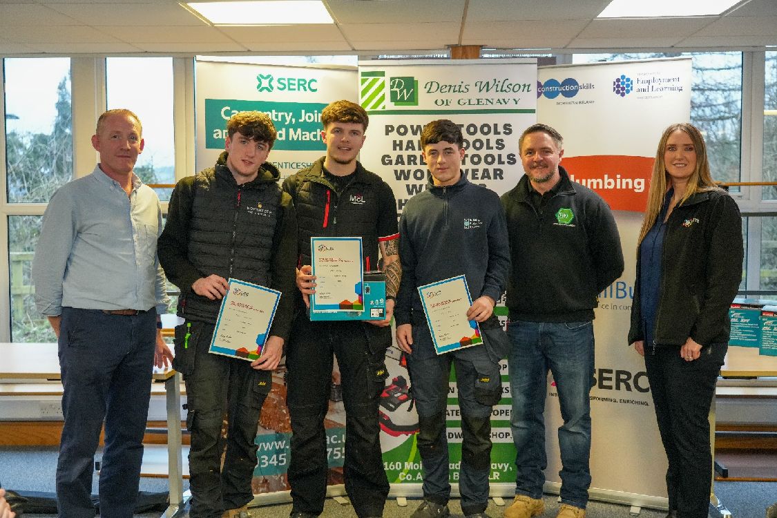 Picture of fire and security winners with tutors and sponsors